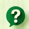Stylized question mark icon inside a speech bubble for FAQ section