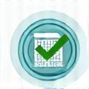 Icon representing solution delivery and follow-up care with a checkmark